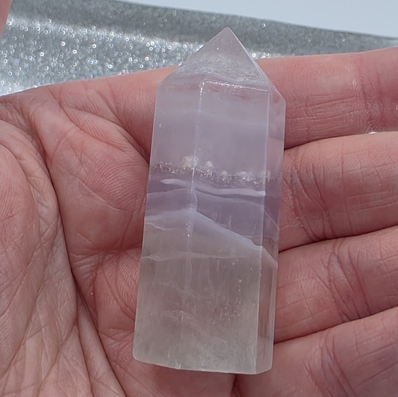 Purple & White Yttrium Fluorite Tower - Picture 2 of 6